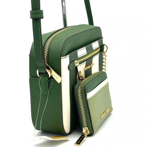 Michael Kors Large EW Zip Chain Crossbody Bag & ZA Card Case Wallet Fern Green - Picture 4 of 15